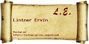 Lintner Ervin névjegykártya
